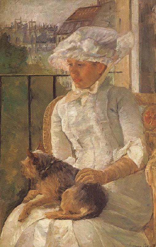 Mary Cassatt Susan hoding the dog in balcony oil painting picture